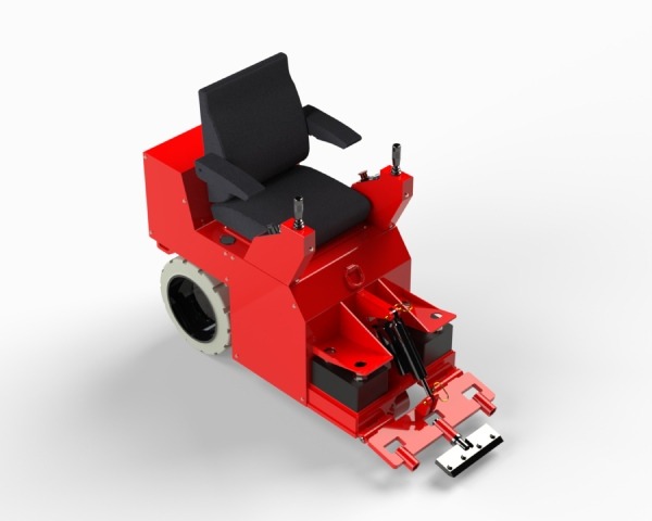 Une décolleuse autoportée à batterie rouge