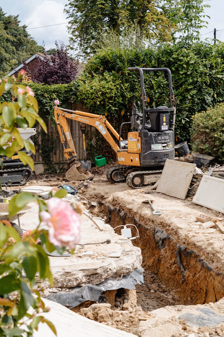 Miniexcavation pour une fondation à Drummondville.